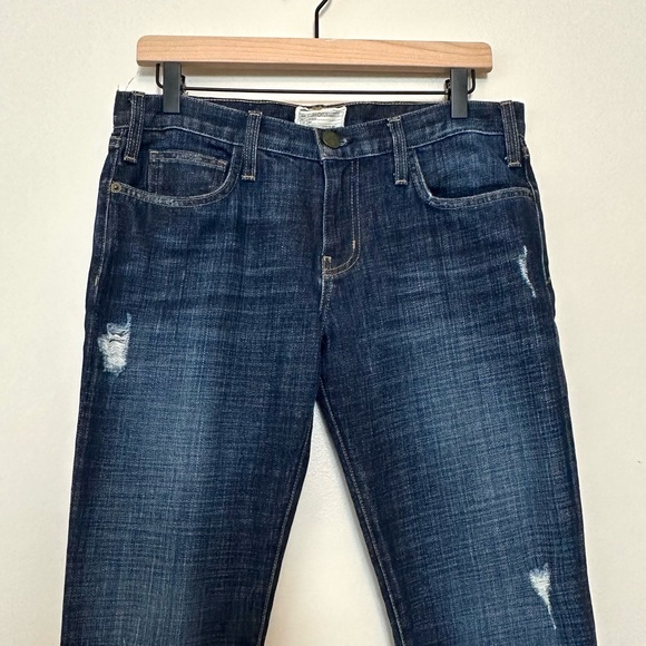 CURRENT/ELLIOT Ripped Distressed Straight Leg Released Raw Hem Jeans - 27 - Picture 2 of 8